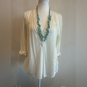 Soft Joie Slub Cotton V Neck Top!
